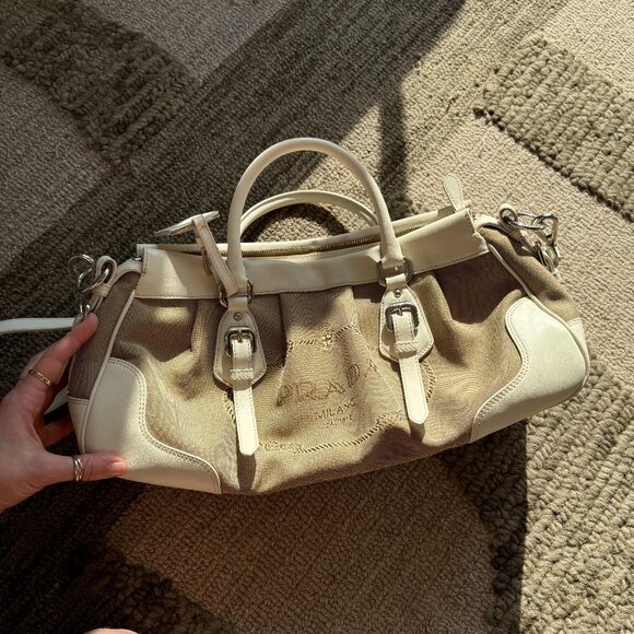 Y2K Prada Canapa Logo Jacquard Bag - Picture 1 of 9